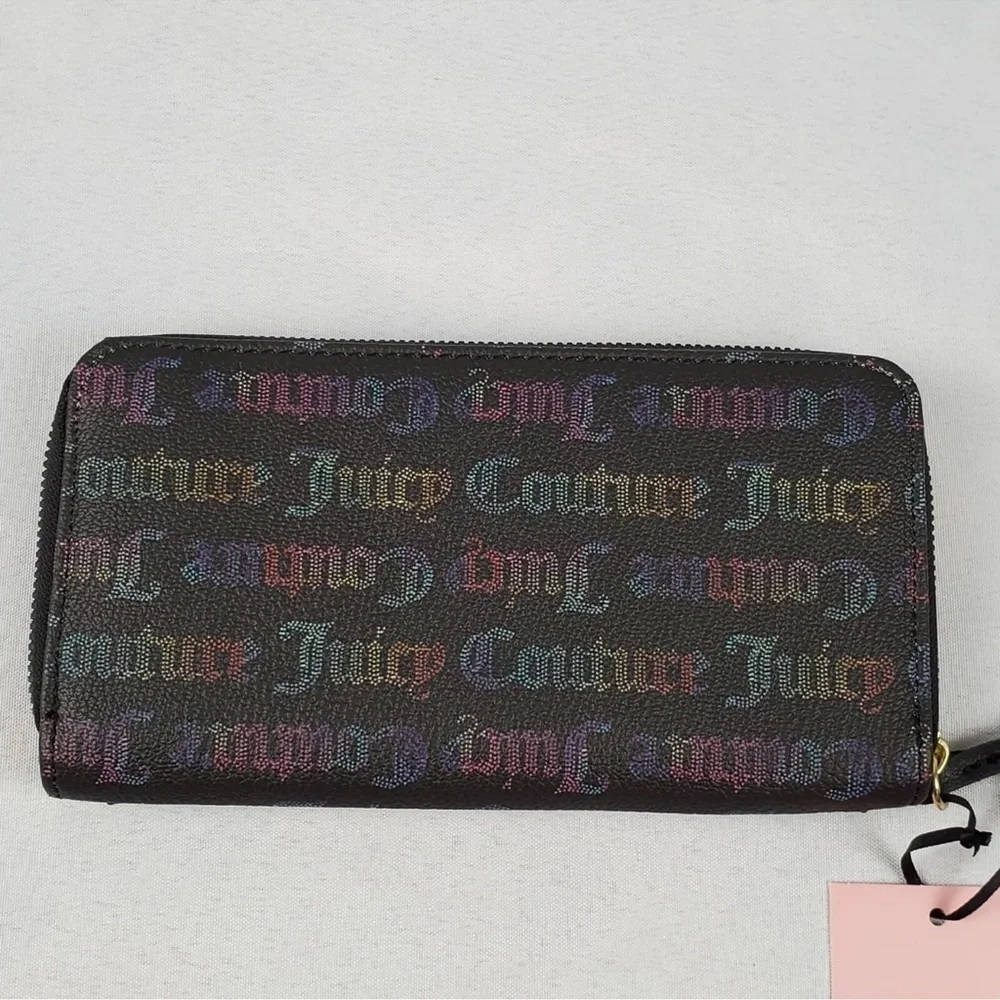 Juicy Couture Black Rainbow Logo Zip Wallet